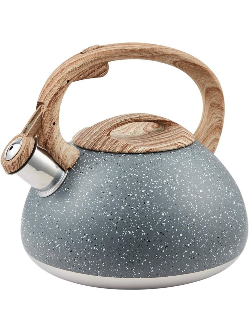Gray Kitchen Whistling Tea Kettle 2.2 Quart Stainless Steel Stovetop Induction